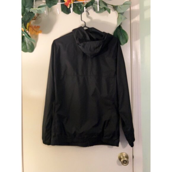 Adidas Men’s Full Zip Windbreaker Jacket Size M 3 Stripes Hooded Lightweight Log - Picture 2 of 7